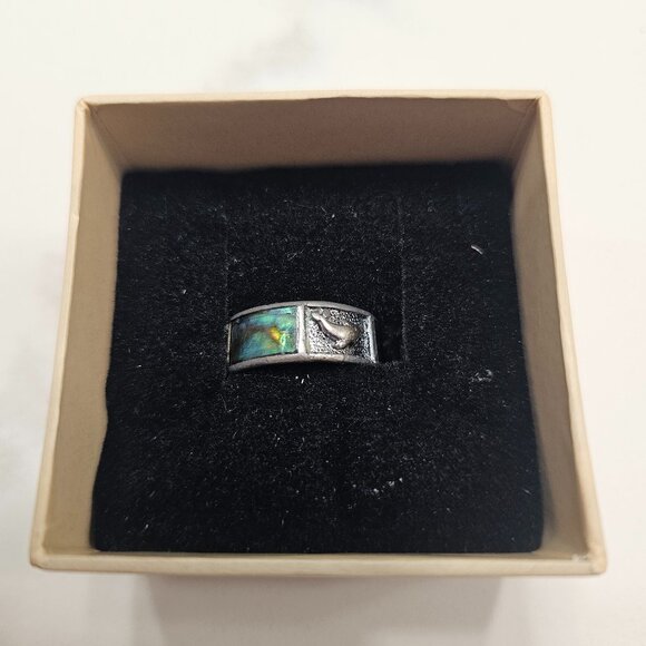 Dolphin Sterling and Turquoise Ring Band - Picture 1 of 2